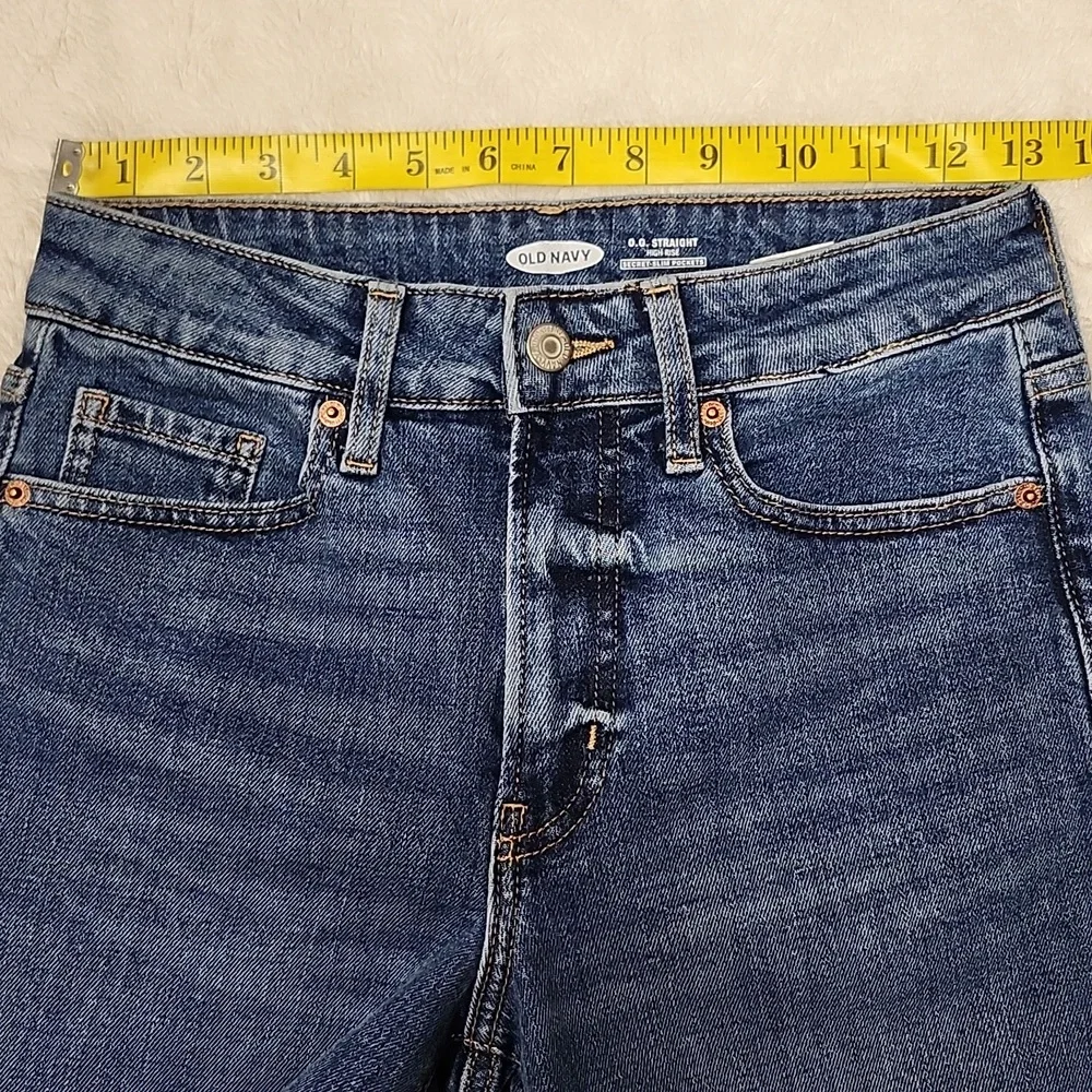 Old Navy Women's High-Rise O.G. Straight Leg Jeans - Size 0 Blue - Picture 6 of 10